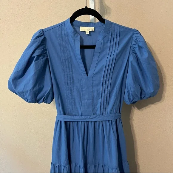 Pinch Royal Blue Midi Dress with Puff Sleeves - Picture 3 of 5